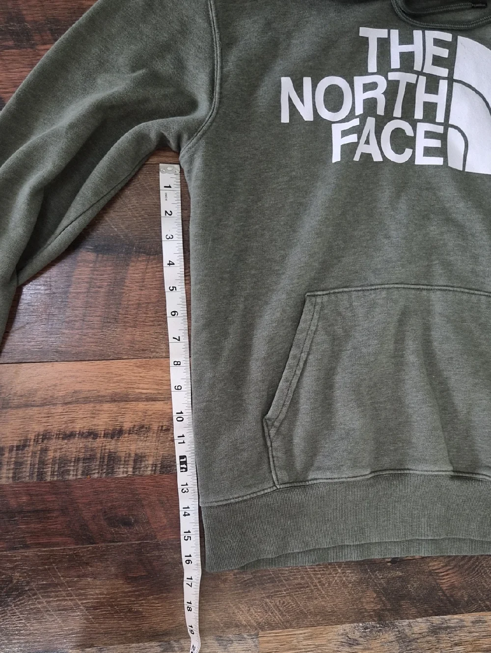 The North Face Olive Green Hoodie with White Logo Medium